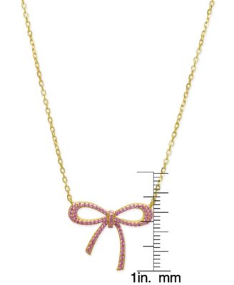 Girls Lab Ruby Bow Necklace in 18K Gold over Sterling Silver