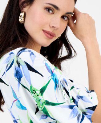 Petite Scoop-Neck Ruched Top