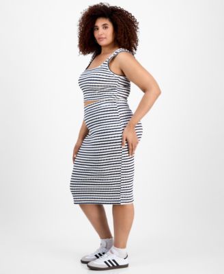 Trendy Plus Size Striped Midi Pencil Skirt 
