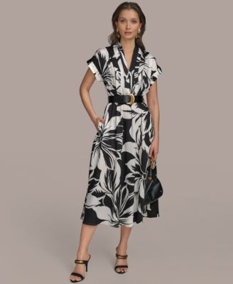 【Donna Karan New York】Floral-Print A-Line Dress Floral A Line Dress | A-Line Dress | Donna Karan