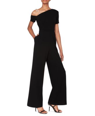 WHITE TIE by Shani Women's Crystal-Bow One-Shoulder Wide-Leg