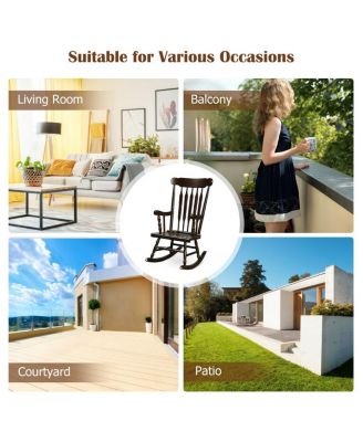 Rocking Chair with Solid Wooden Frame for Garden and Patio