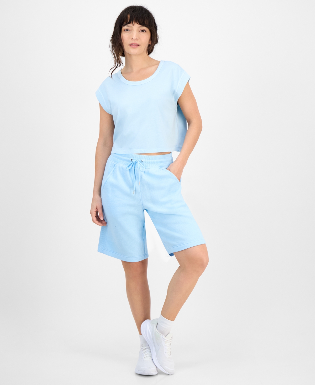 Id Ideology Women's Cotton-blend Pull-on Bermuda Shorts, Exclusively At Macy's