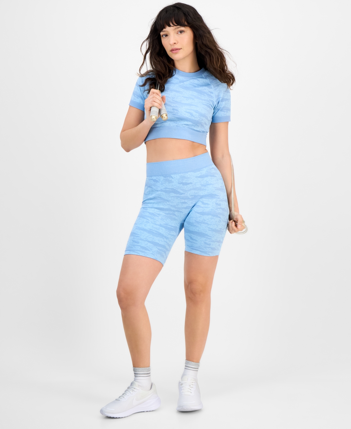 Id Ideology Women's Printed Seamless Bike Shorts, Exclusively At Macy's