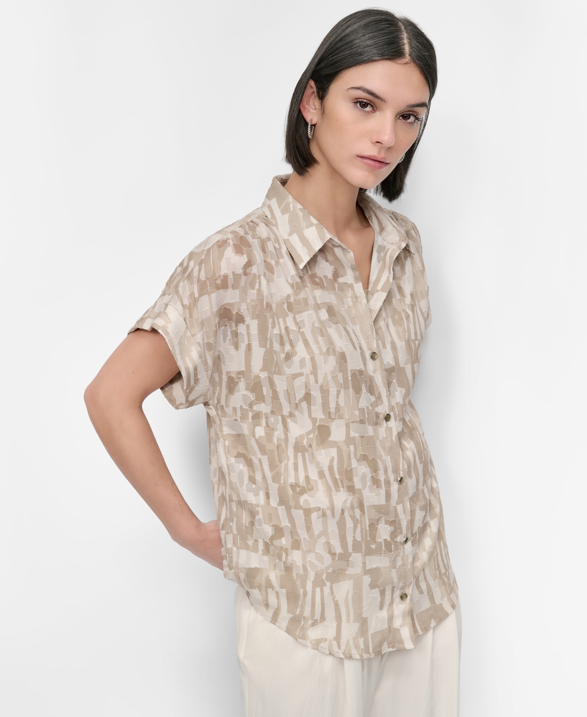 Dkny Allover Print Button-up Shirt