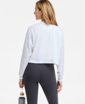 Women's Distressed Long-Sleeve Cropped Top, Exclusively at Macy's