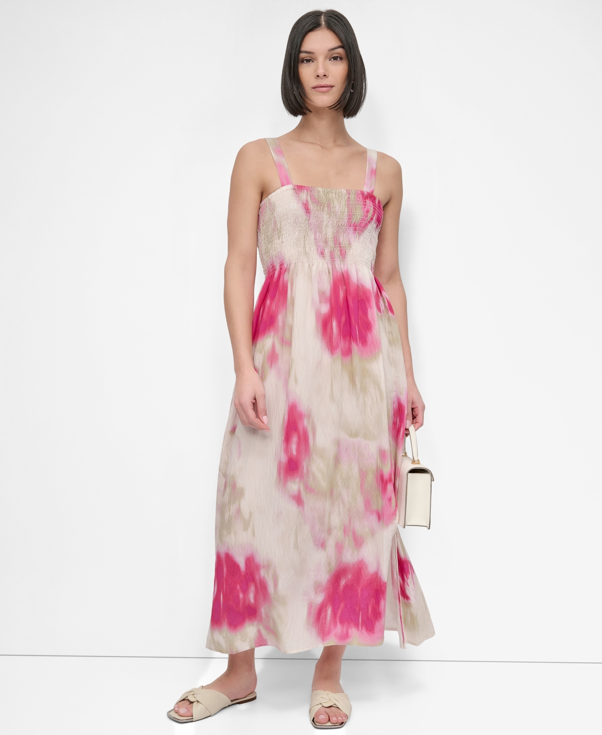 Dkny Print Rumple Voile Sleeveless Maxi Dress