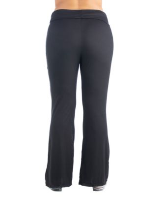 Plus Size Black Bell Bottom Fold Over Waist Sweatpants