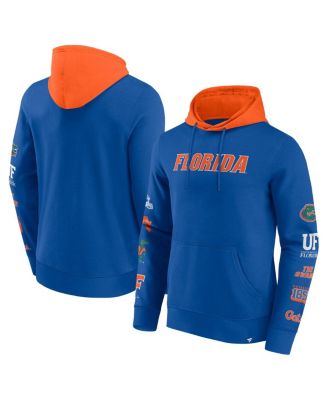 Men's Royal/Orange Florida Gators Color Block Badge Fleece Pullover Hoodie