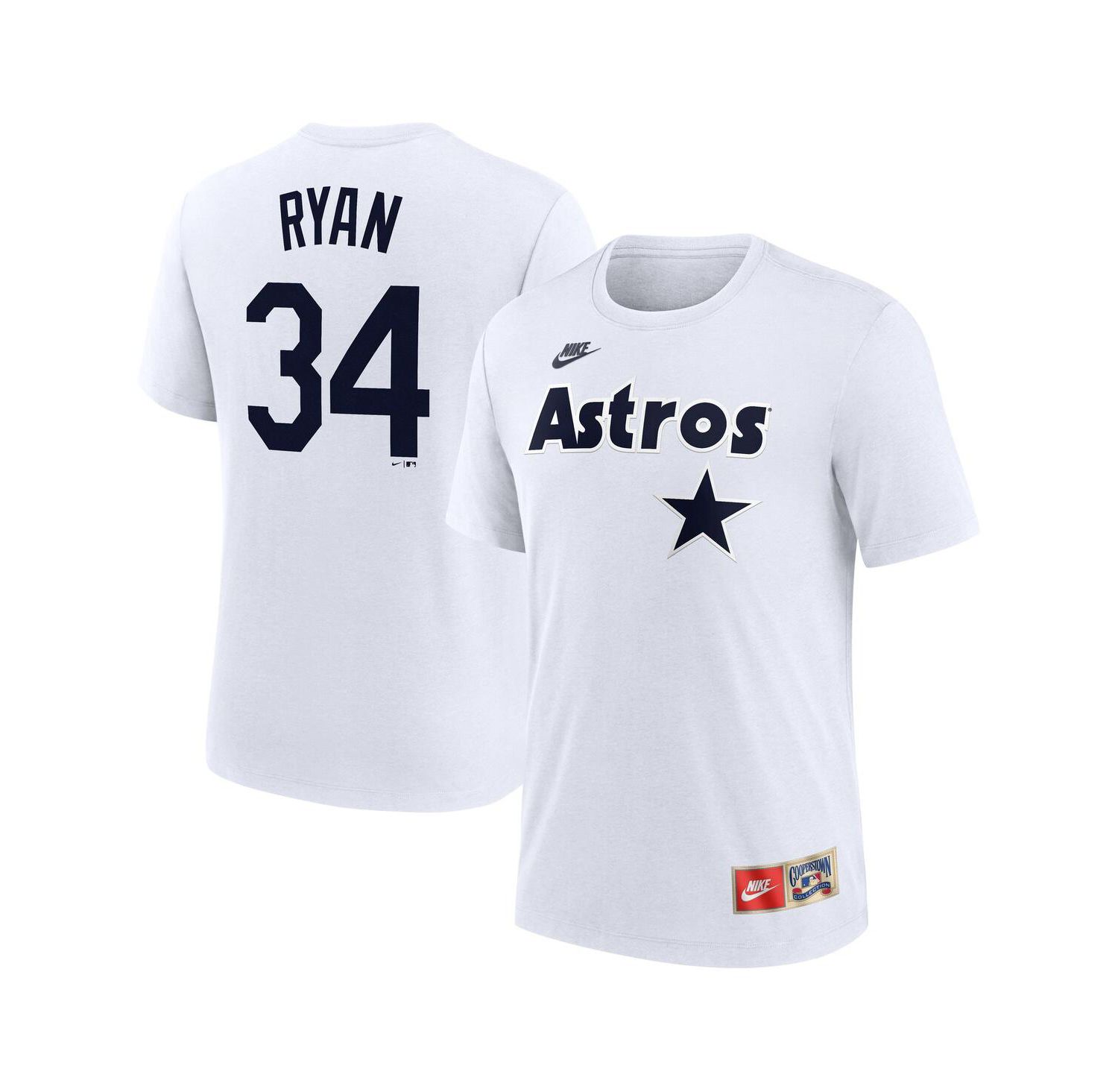Men's Nolan Ryan White Houston Astros Cooperstown Collection Name & Number Tri-Blend T-Shirt