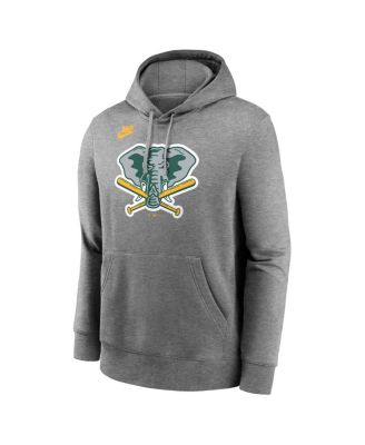 Men's Heather Gray Athletics Cooperstown Collection Logo Club Pullover Hoodie