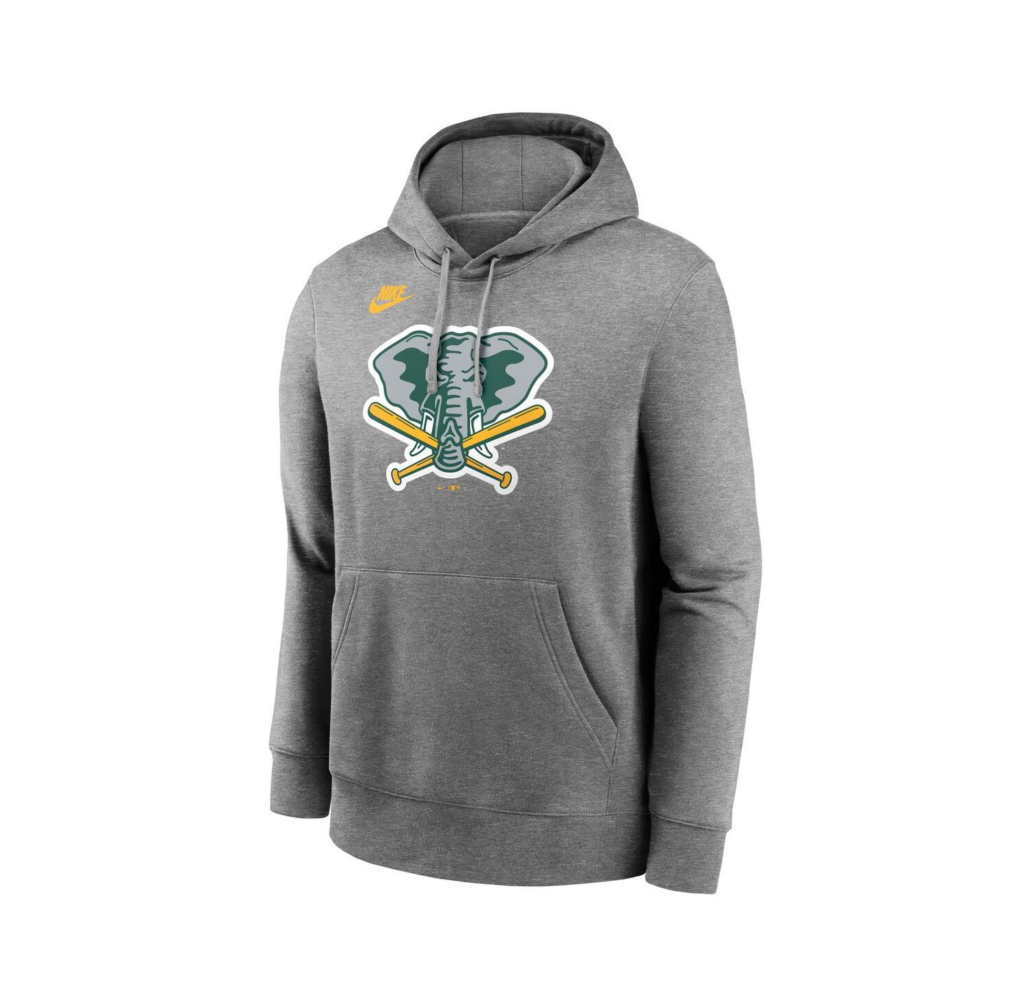 Men's Heather Gray Athletics Cooperstown Collection Logo Club Pullover Hoodie