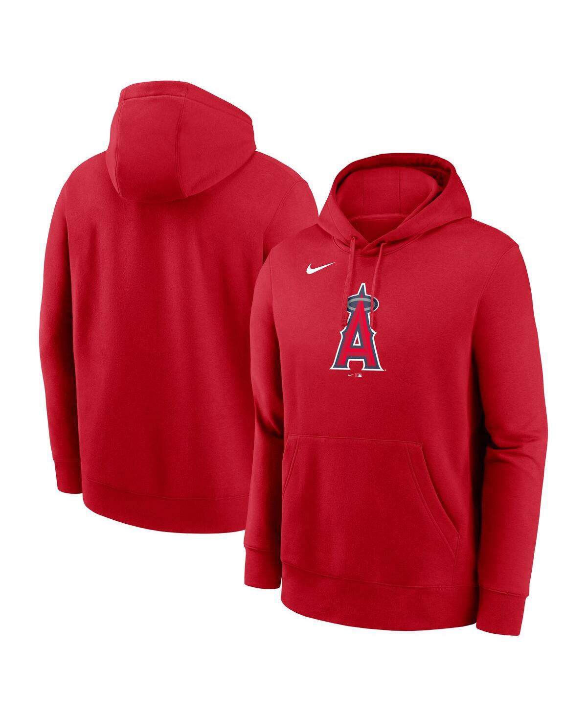Nike Men's Red Los Angeles Angels Logo Club Fleece Pullover Hoodie In Red