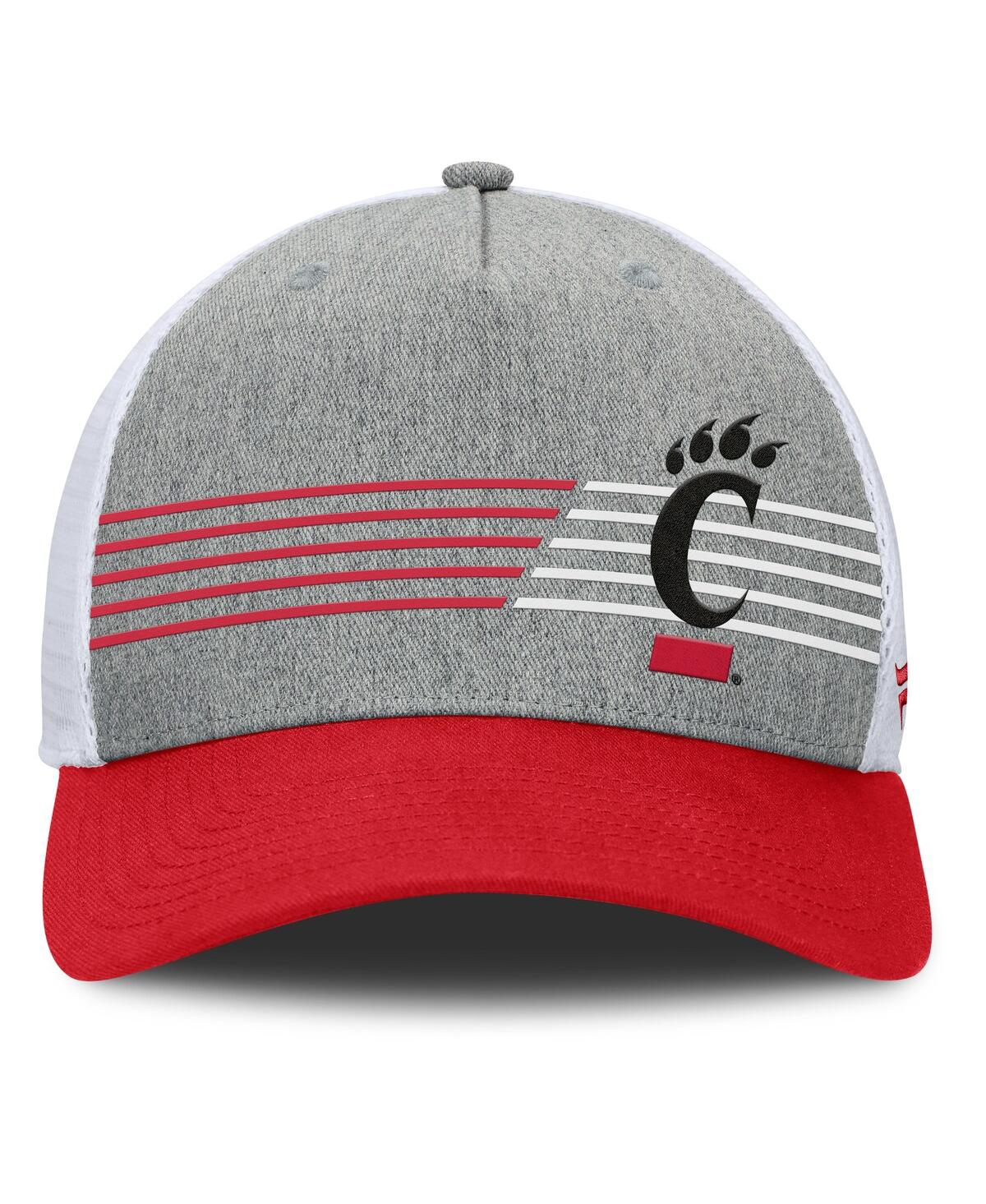 Fanatics Men's Heather Gray/red Cincinnati Bearcats Profile Trucker Adjustable Hat In Heather Gray,red