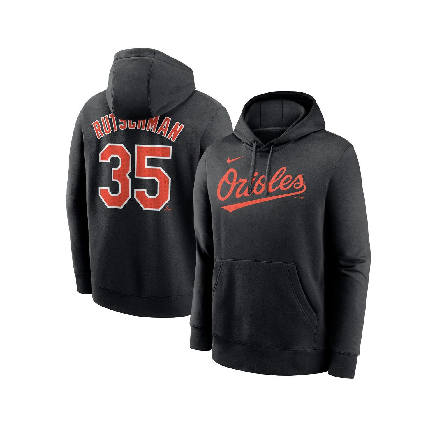 Men's Adley Rutschman Black Baltimore Orioles Player Name & Number Club Pullover Hoodie