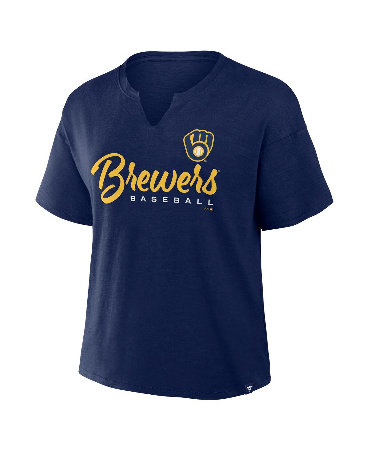 Fanatics Women's Navy Milwaukee Brewers Fan Fave Stadium Slub T-shirt In Navy