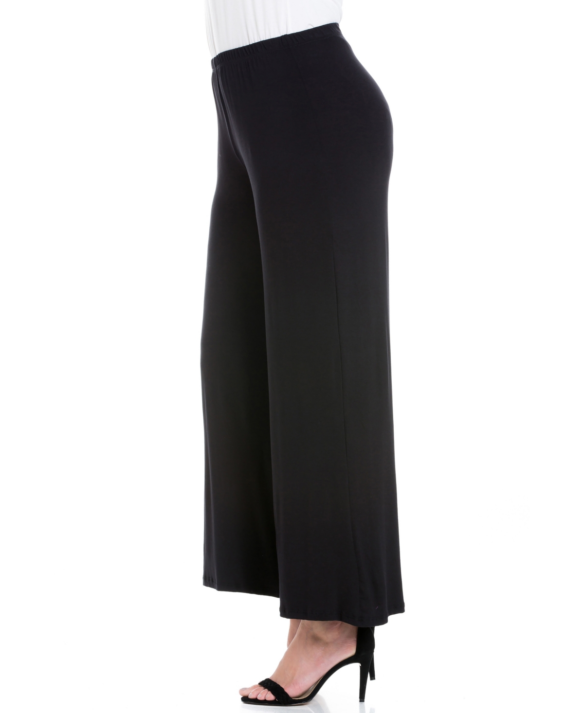 24SEVEN COMFORT APPAREL PLUS SIZE ELASTIC WAIST FLARED LEG PALAZZO PANTS 