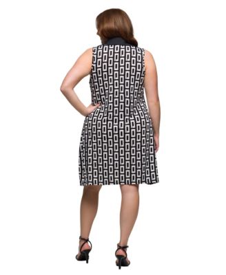 Plus Size Sleeveless Collared Mini Dress