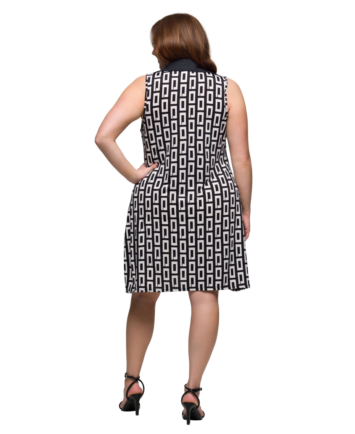 24SEVEN COMFORT APPAREL PLUS SIZE SLEEVELESS COLLARED MINI DRESS 