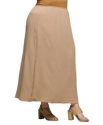 Plus Size Elastic Waist A-Line Maxi Skirt