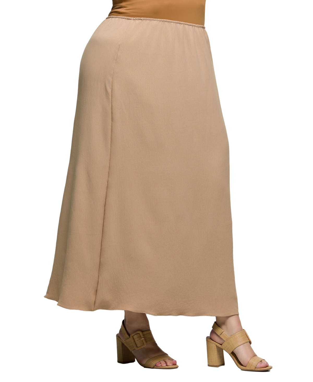 24seven Comfort Apparel Plus Size Elastic Waist A-line Maxi Skirt