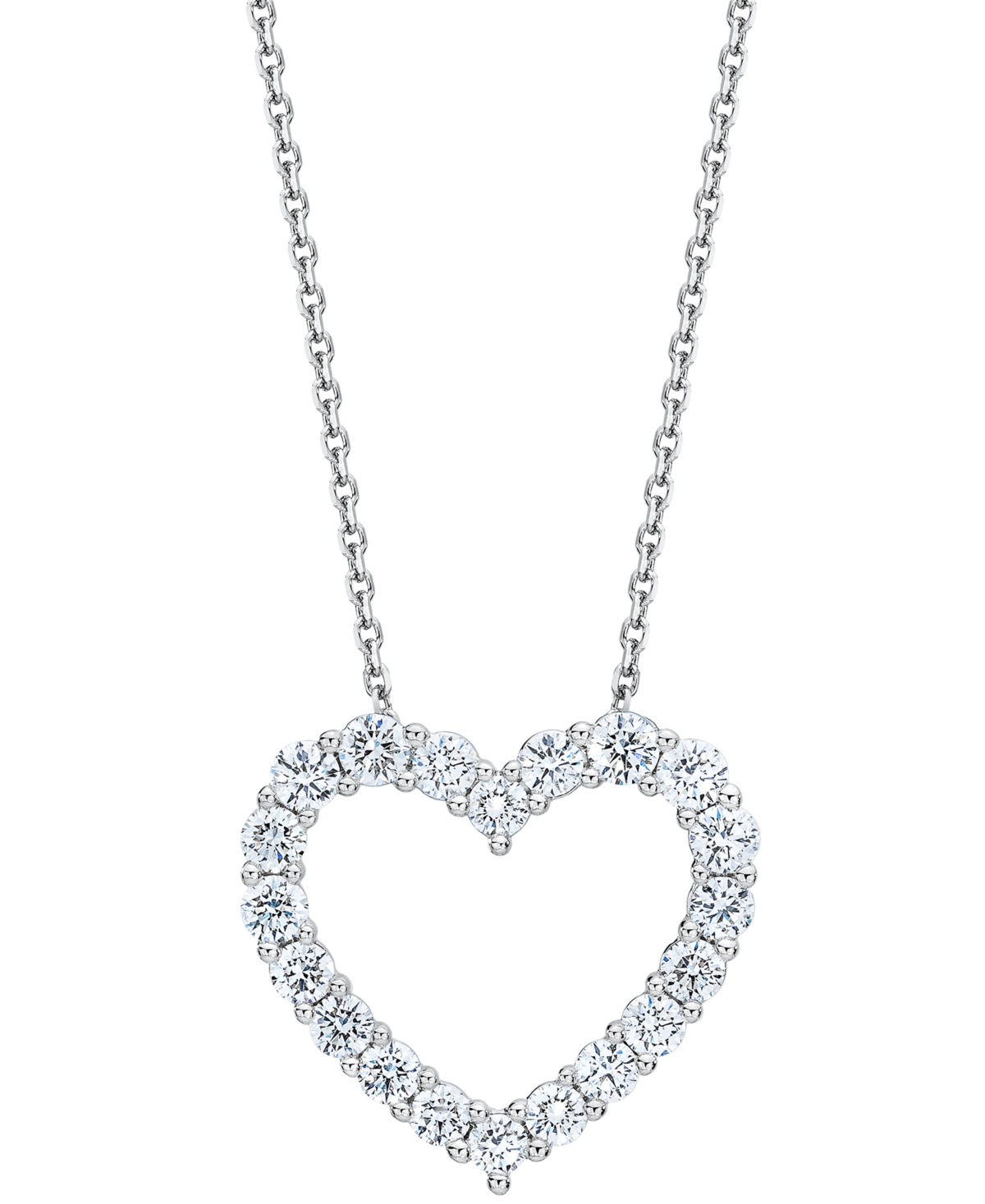 Diamond Heart Pendant Necklace (1 ct. t.w.) in 14k White Gold, 16" + 2" extender - White Gold