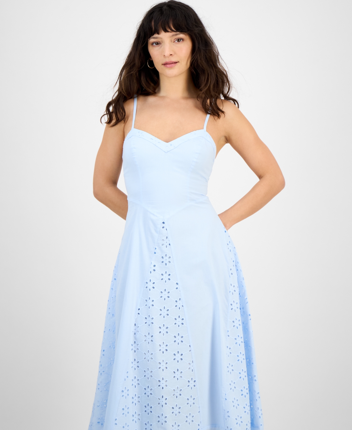 Shop And Now This Petite V-neck Sleeveless Eyelet Maxi Dress, Exclusively At Macy's