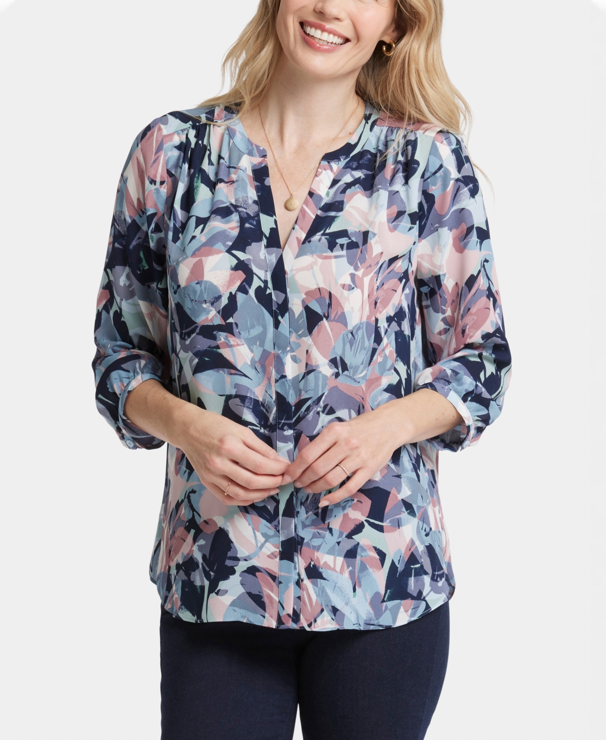 Nydj Pintuck Blouse In Cloud Nine