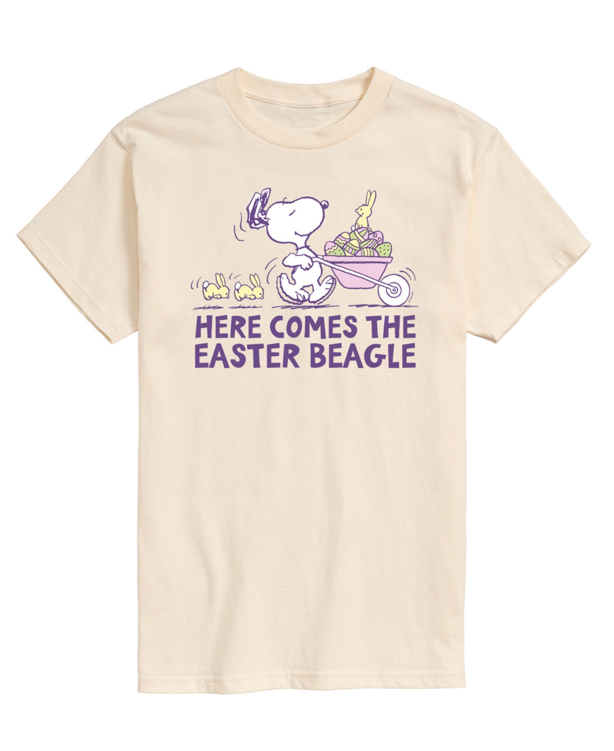 Men's Peanuts Snoopy Here Comes The Easter Beagle Short Sleeve T-Shirt - Beige, Khaki