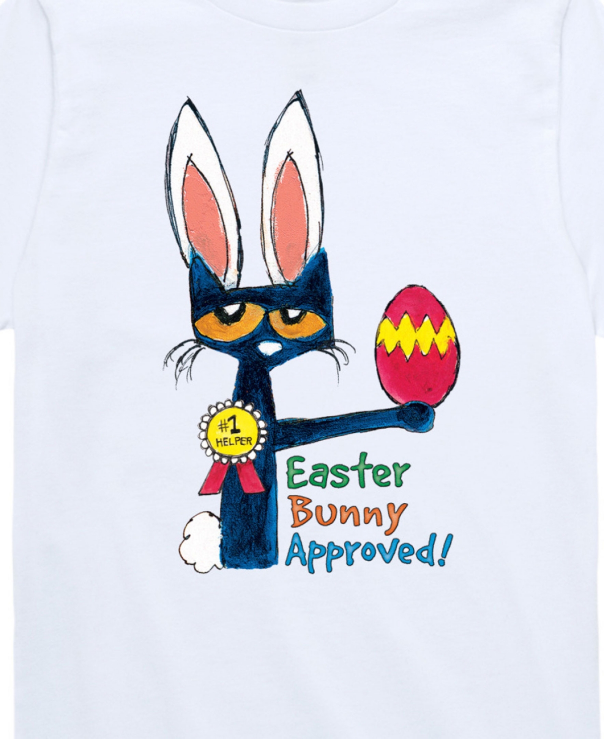 Hybrid Toddler And Big Boys Pete The Cat Easter Bunny Approved Graphic T-shirt In White