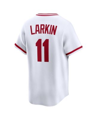 Men's Barry Larkin White Cincinnati Reds Throwback Cooperstown Collection Limited Jersey