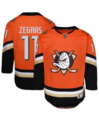 Outerstuff - Big Boys and Girls Trevor Zegras Orange Anaheim Ducks Premier Player Jersey