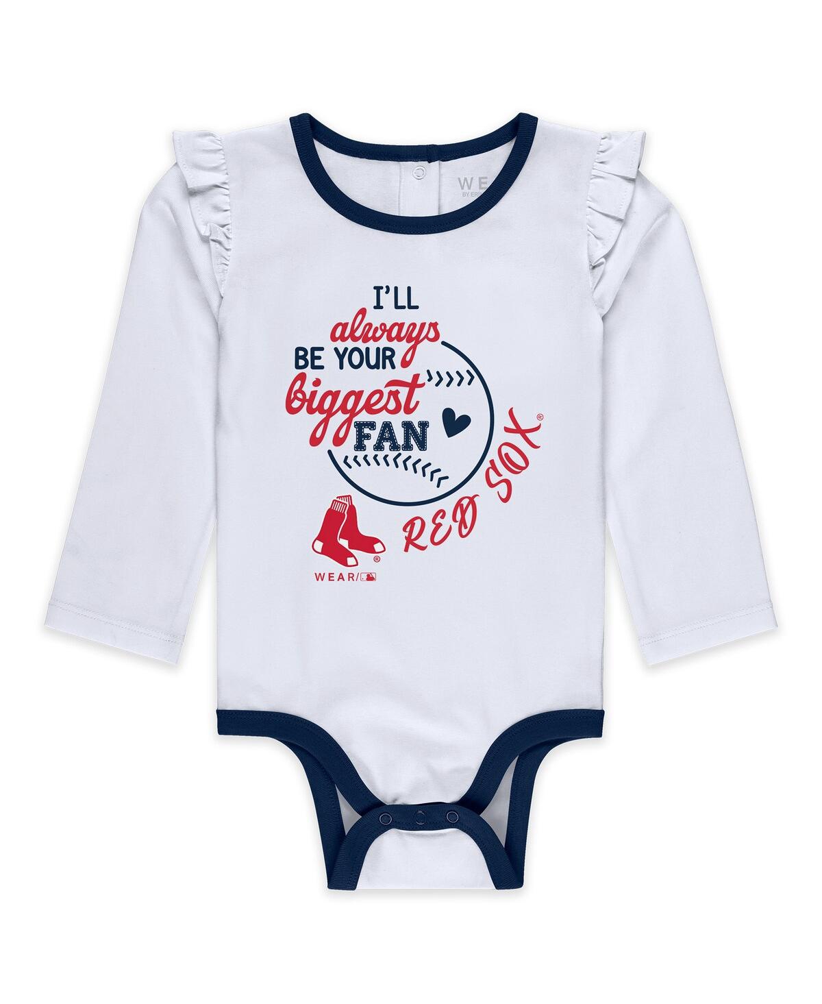 Wear By Erin Andrews Girls Baby Boys And Girls 3-piece Boston Red Sox Tutu Set In White,navy