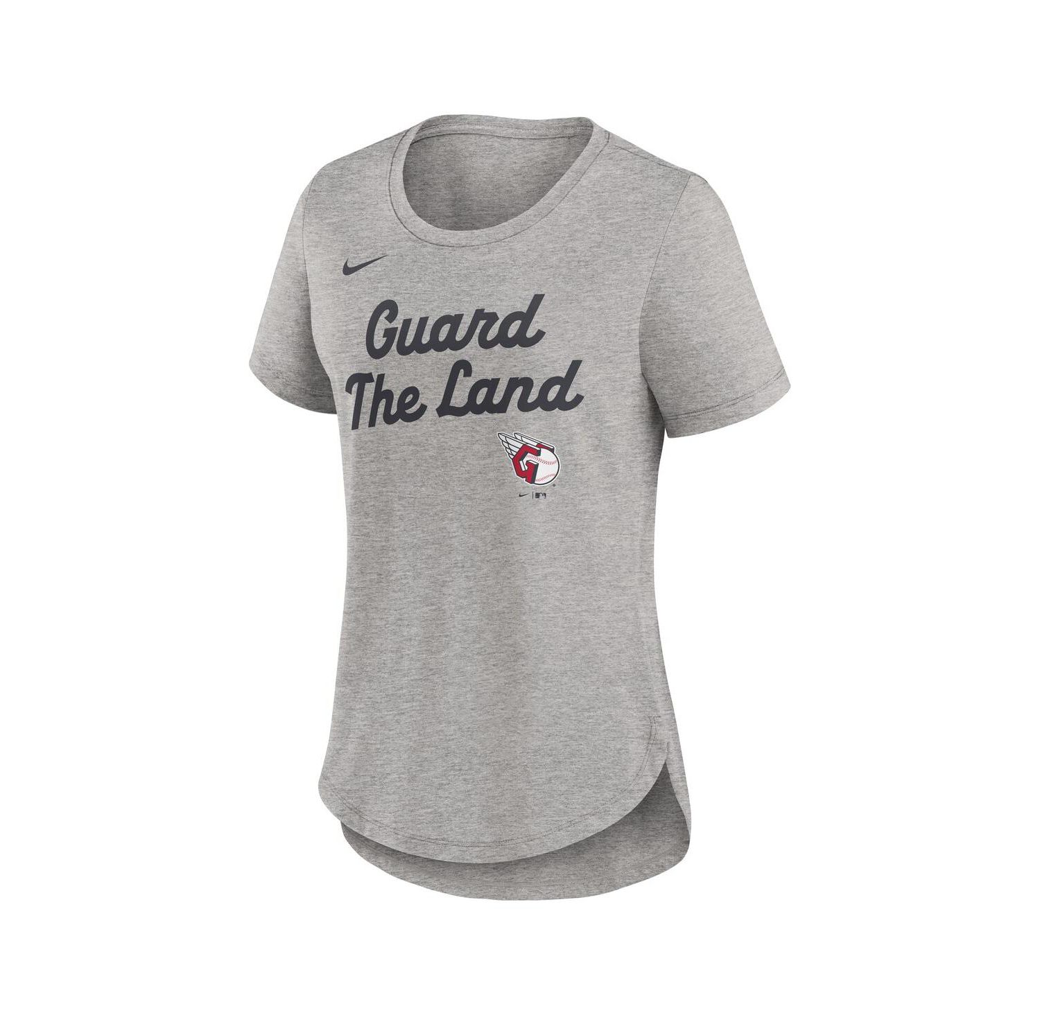 Women's Heather Gray Cleveland Guardians Script Tri-Blend T-Shirt