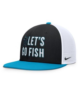 Men's Black/Light Blue Miami Marlins Pro Performance Trucker Snapback Hat