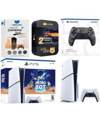 PlayStation 5 Slim Disc PS5 Astro Bot Bundle with Extra Controller and MightySkins Code and 2 Year Extended Warranty