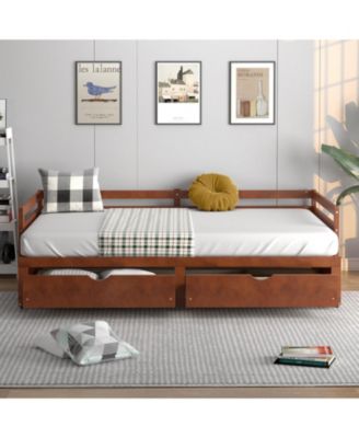 Extendable Twin to King Daybed with Trundle and 2 Storage Drawers
