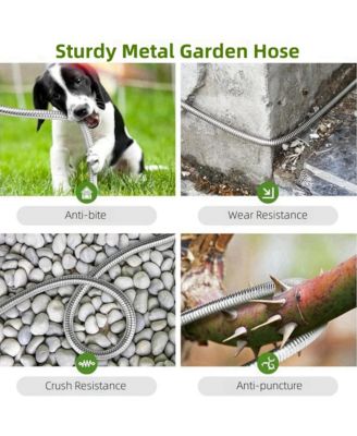 Garden Hose Stainless Steel Heavy Duty Water Hose No-Kink Rust Proof for Yard Outdoor 25ft