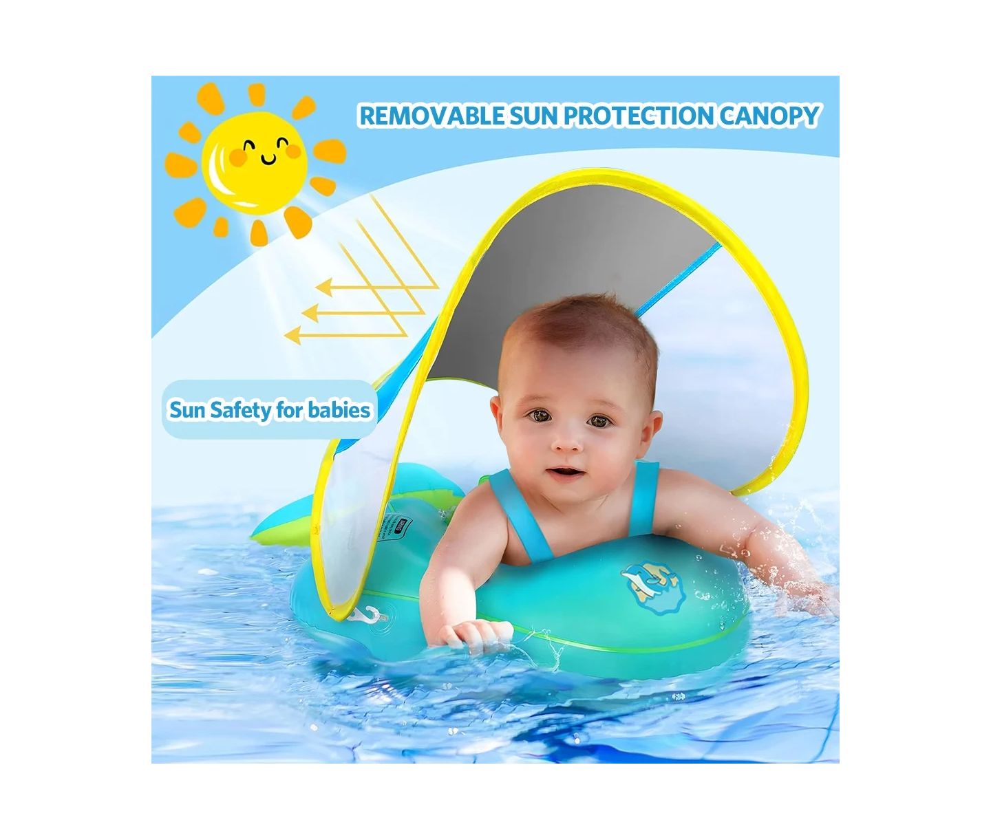 Детская игрушка Cowin Infant Dolphin-Pattern Pool Float with Canopy — фото 5