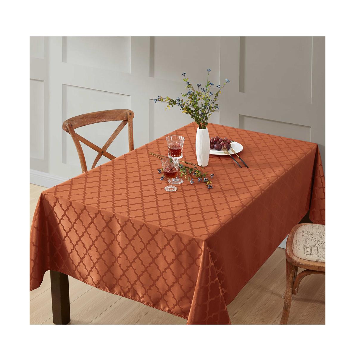 Modena Fabric Tablecloth, Jacquard Fabric Table Cloth for Rectangle Table, Advanced Water Resistance, Fade, Wrinkle, and Stain Resistant Table