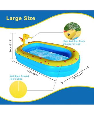 Inflatable Dinosaur Pool kid pool Kiddie Pool Indoor Outdoor Kids Swimming for Ages 2+ 67"x 41"x 32" Blue