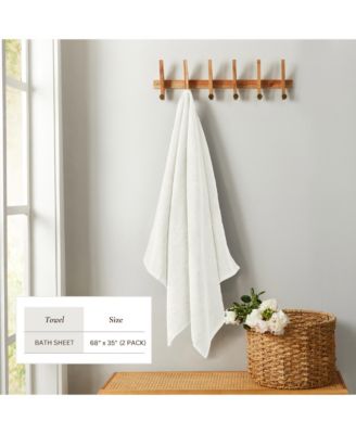 100% Cotton Textured 2-Piece Oversized Bath Sheet Set, 35” x 68”