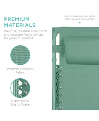 Folding Zero Gravity Recliner Patio Lounge Chair w/ Canopy Shade, Headrest, Tray