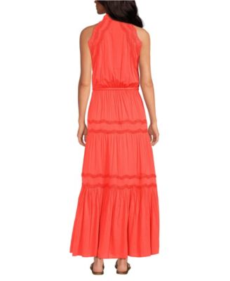 Women's Cotton Voile Halter Tiered Maxi Dress