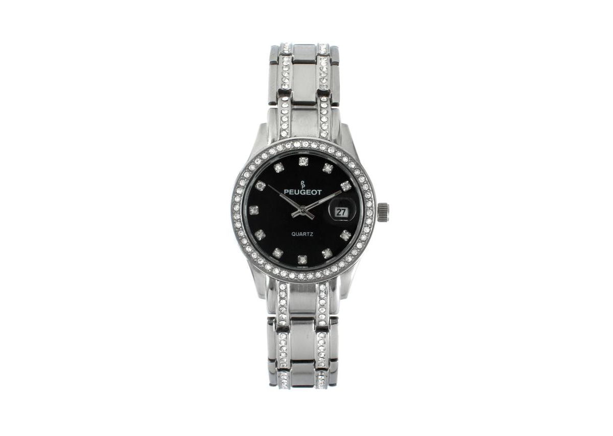 Womens Round Silver Luxury Status Swarovski Crystal Bracelet Watch