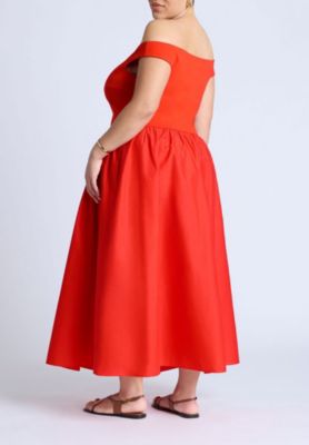 Women's Plus Size Boat Neck Mixed Fabric Dress