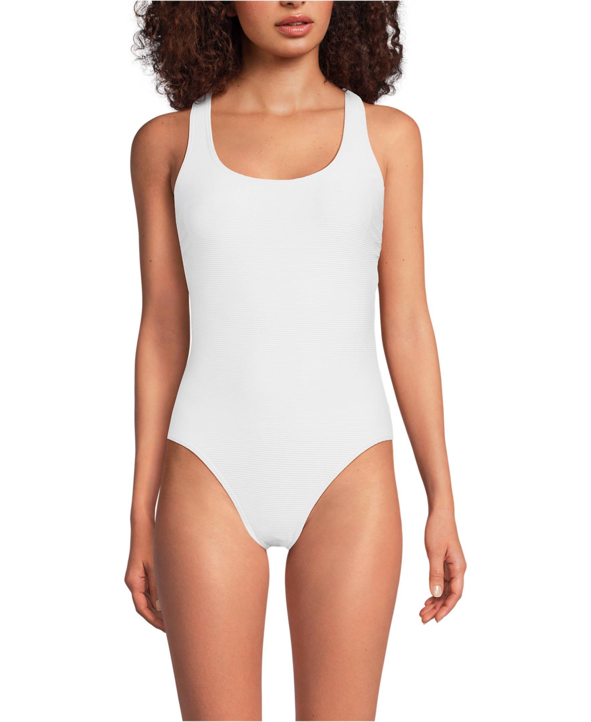 Women's Tugless Ribbed X-Back One Piece Swimsuit - Rich olive green ottoman
