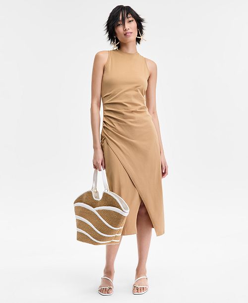 alfani I.N.C. International Concepts Women's Faux-Wrap Midi Dress Exclusively at Macy's Women's Fashion Shoes & Accessories