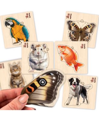 6XSET Realistic Wooden Montessori Puzzles for Toddlers Ages 1-3