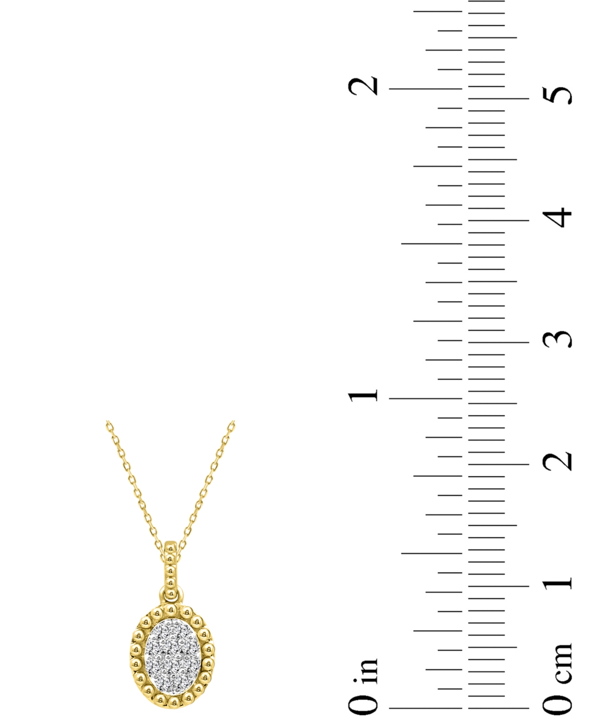 Macy's Diamond Oval Cluster Bead Frame Pendant Necklace (1/10 Ct. T.w.) In 14k Gold, 16" + 2" Extender